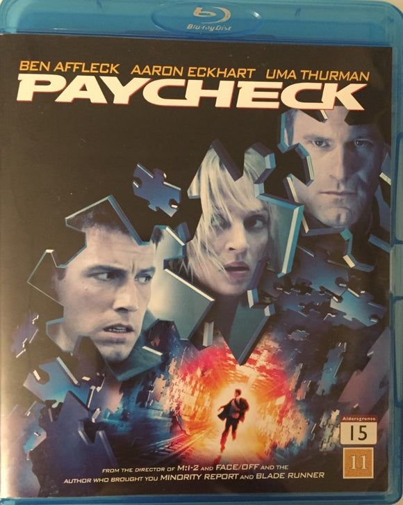 Paycheck Blu-ray *SUOMITXT* (2003, Ben Affleck, John Woo, Uma Thurman)